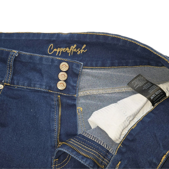 Women’s Copperflash High Rise Slim Boot Jeans 14W Stretch Dark Wash Plus Size - Picture 4 of 9